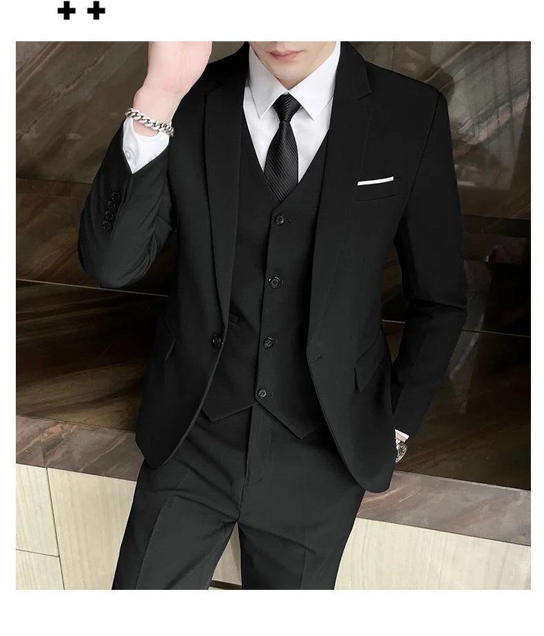 Luxury Business Suits for Men 3 Piece 2025 Groom Tuxedo Wedding Suits Best Man Groomsmen Formal Party Suit Male Trajes De Hombre