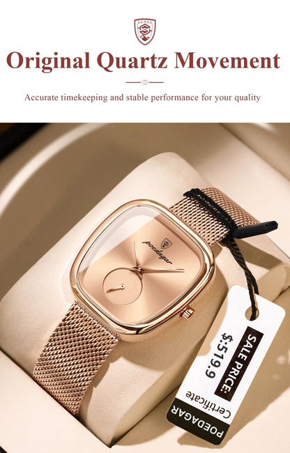 POEDAGAR Luxury Fashion Elegant Ladies Watch Waterproof Watch for Woman Mesh Stainless Steel Quartz Women's Watches Female Reloj