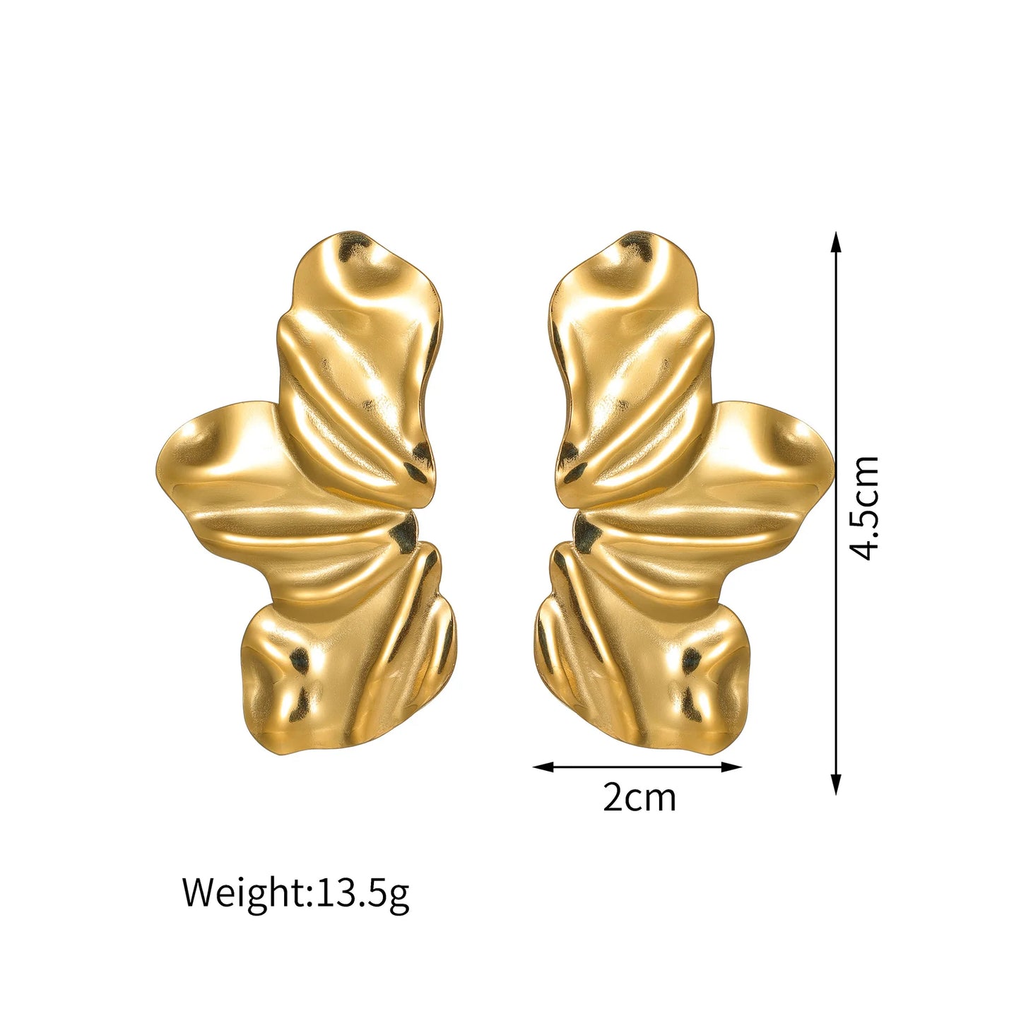 Seakissky Trendy Stainless Steel Stud Earrings Simple Symmetrical Leaves Flower Design Gorgeous High-quality Gifts For Women