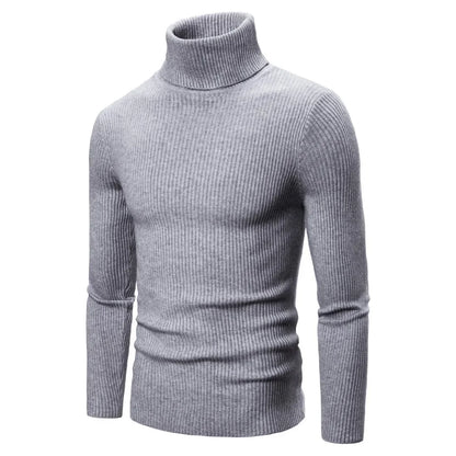 Autumn Winter New Men's Turtleneck Sweater Male Version Casual All-match Long Sleeved Stripes Knitted Sweater Pullover