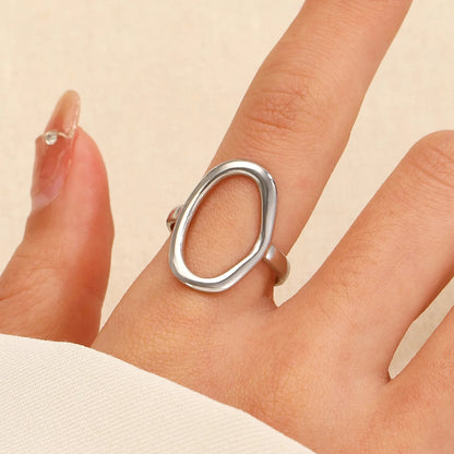 Hollow Ring for Women Gold Color Geometric Oval Rings Opening Female Jewelry Simple Accessories Silver Color