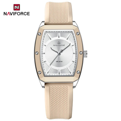 NAVIFORCE Women Quartz Watches Silicone Strap Student Sports Watch Big Dial Simple Tonneau Waterproof Wristwatches Dropshipping