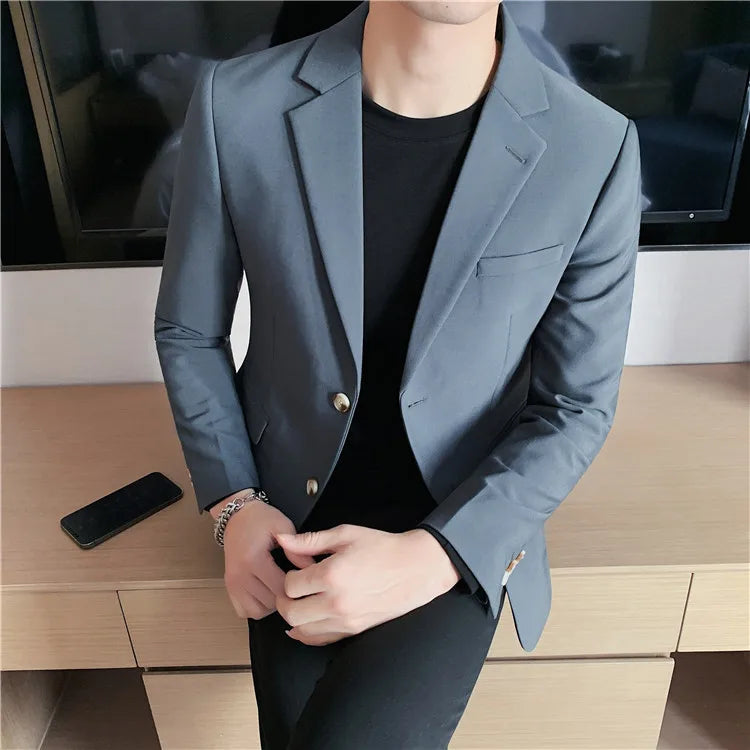 2025 High Quality Solid Single Button Casual Blazer Men's Korean Simple Business Elegant Fashion Party Slim Fit Suit Jacket 4XL