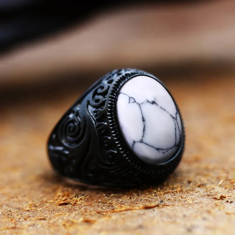 2024 new  316L Stainless Steel Vintage White And Tiger Eye Brown Eye Men's Ring Fashion High Quality Jewellery