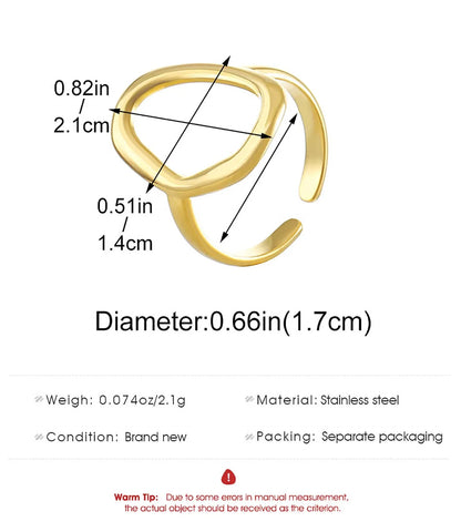 Hollow Ring for Women Gold Color Geometric Oval Rings Opening Female Jewelry Simple Accessories Silver Color