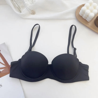 SP&CITY Simple Thin Half Cup Women's Bra With Steel Ring Smooth Surface Adjustment Sexy Brassier Large Chest Daily Gathered Bras