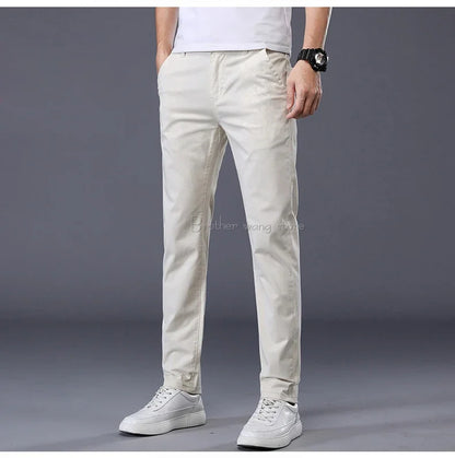 7 Colors Men's Classic Summer Thin Casual Pants Business Fashion Stretch Cotton Slim Solid Color Trousers Male Brand Clothes