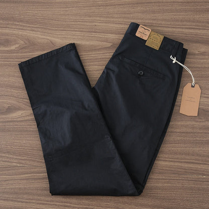 2024 Summer New American Retro Thin Micro Elasticity Casual Pants Men's Simple 97% Cotton Slim CHINO Business Straight Trousers