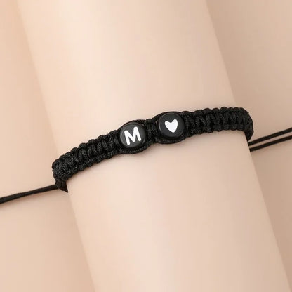 26 Letters Initial Heart Bracelets Handmade Adjustable A-Z Name Braided Bracelets For Women Men Friendship Jewelry Accessories