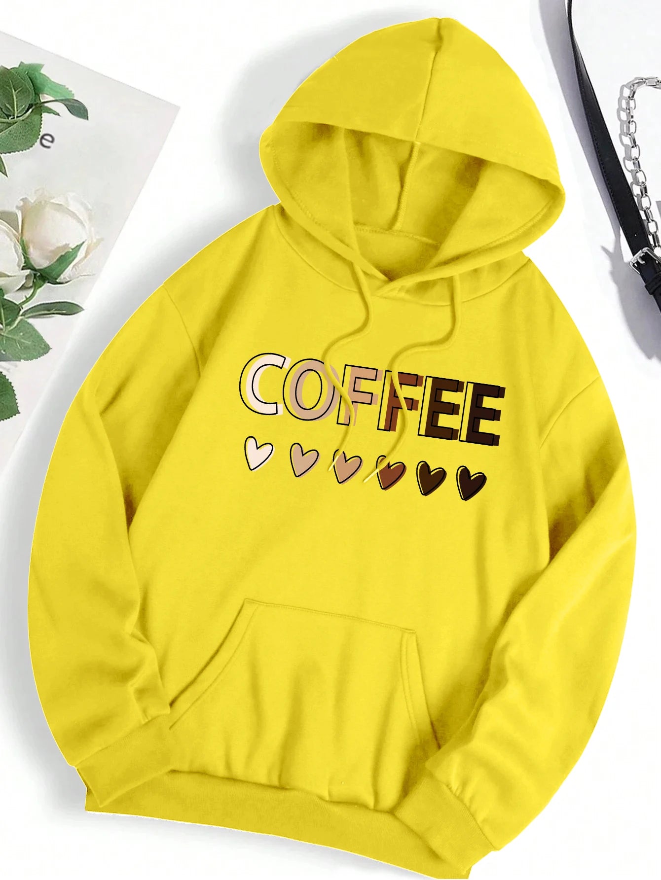 Love Coffee Funny Letter Graphic Printing Hoody Woman Fashion Fleece Sweatshirt Casual S-XXL Hooded Autumn Oversized Clothing