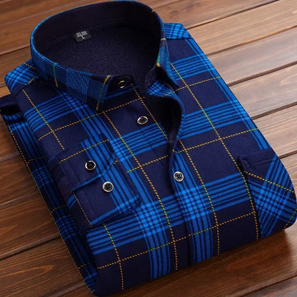 2024Men's Casual Warm Shirts Autumn Winter Long Sleeve Plaid Shirt Thick Warm Tops Men High Quality Soft Large Size Shirt Camisa