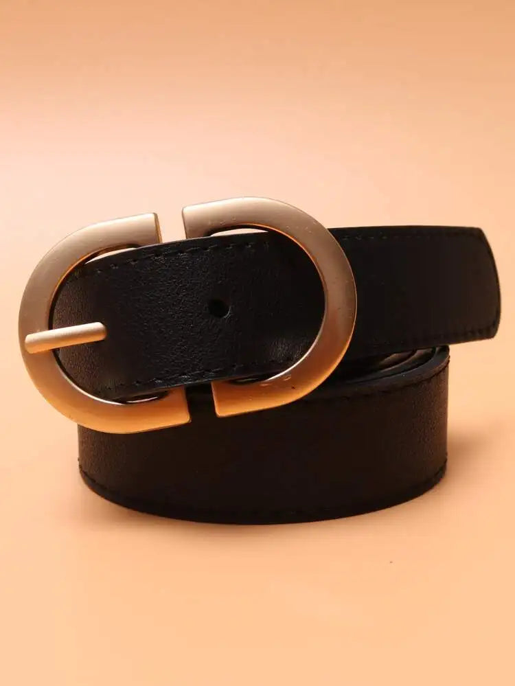 Women Leather Belt for Jeans Pants Dress Waist Belt with Gold Buckle for Women Girls