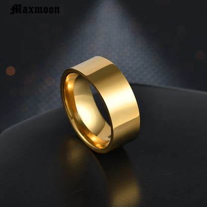 Maxmoon 2019 New black Titanium Steel finger ring for men Silver Color plated rings Women accessories Ring Jewelry Couple