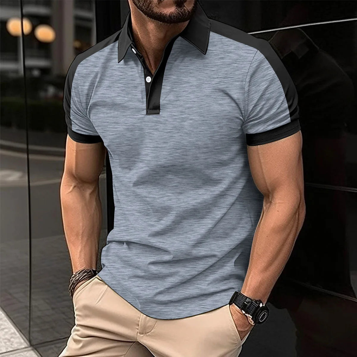 Summer New Men's Popular Solid Color polo Shirt Short-Sleeved Lapel Casual Street fashion Breathable T-Shirt