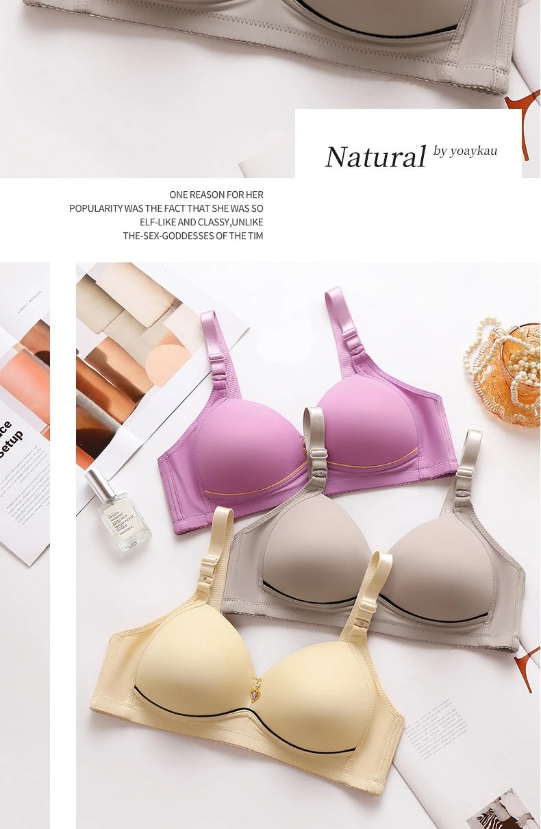 New Non-magnetic Thin Cup Glossy Fat Mm Bra Large Size No Underwire Comfortable Breathable Gathered Women's Underwear