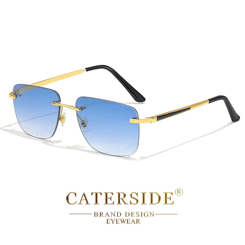 CATERSIDE New Pilot Rimless Sunglasses for Men Fashion Metal Large Frame Sun Glasses Women Shopping Travel Business Eyewear