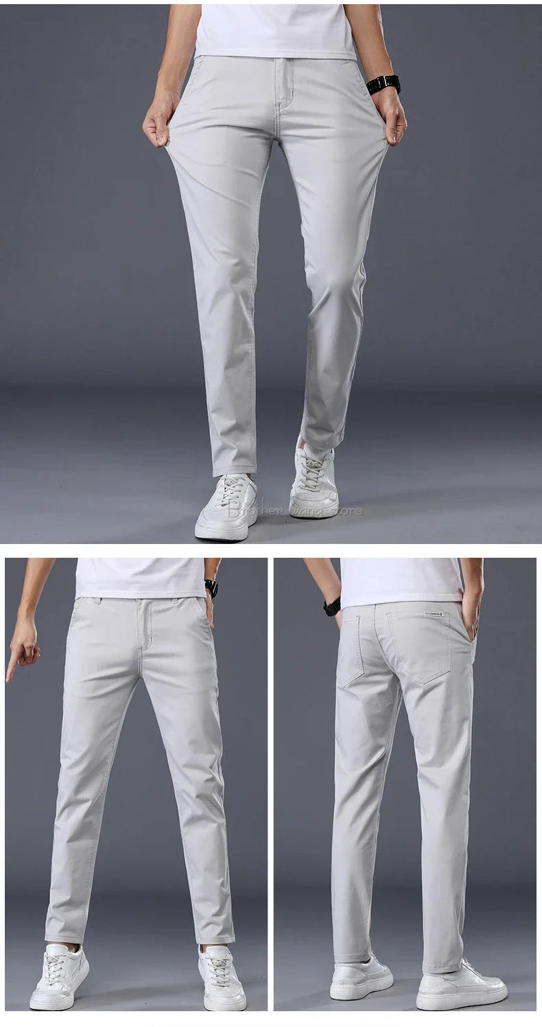 7 Colors Men's Classic Summer Thin Casual Pants Business Fashion Stretch Cotton Slim Solid Color Trousers Male Brand Clothes