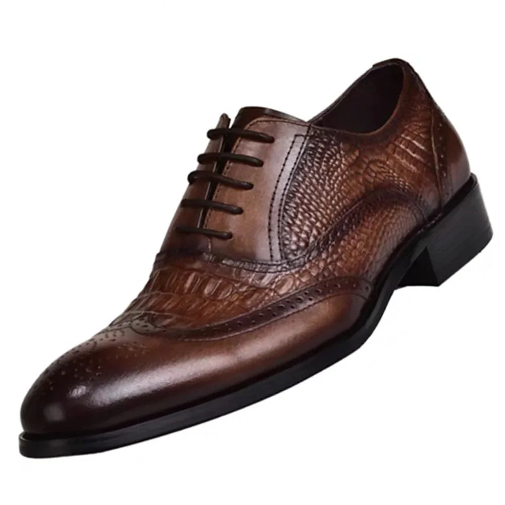 Men casual shoes Brock Oxford retro crocodile leather men formal spring and autumn 2022 new 's for