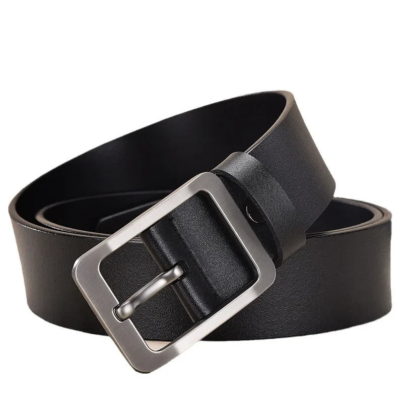 Man Retro PU Leather Belt Pin Buckle Jeans Black Belt Business Casual Luxury Brand Vintage Strap Waistband