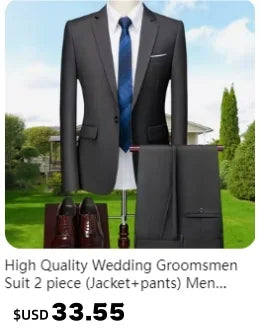 2025 Wedding Groom Suit for Men/Slim Fit 2-Piece(Blazer+pants)Breathable Groom Attire(Free Tie)Best Man, Party, Prom Ropa Hombre