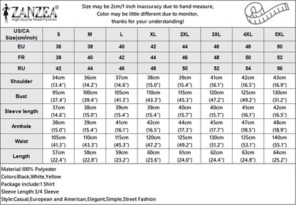 ZANZEA 2025 Summer Office Lady Blouse Stand Collar Casual Tops Women Solid Color Blusas 3/4 Sleeve Street Buttons Fashion Shirts