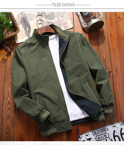 2025 Spring  Autumn Men Jacket New Mens Double Sided Wear Stand Collar Casual Jacket Youth Trend Jacket for Men Clothing