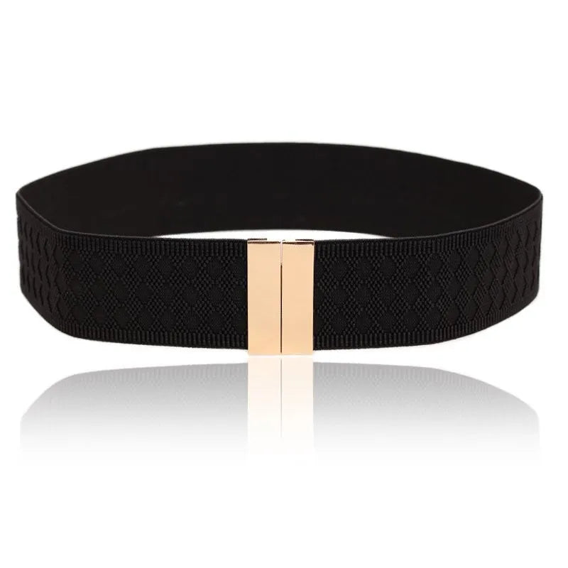 New Wide Elastic Black Belt Dress Stretch Waist Belts Women Dress Coat Accessories Waistband Corset Waist Metal Buckle Lady