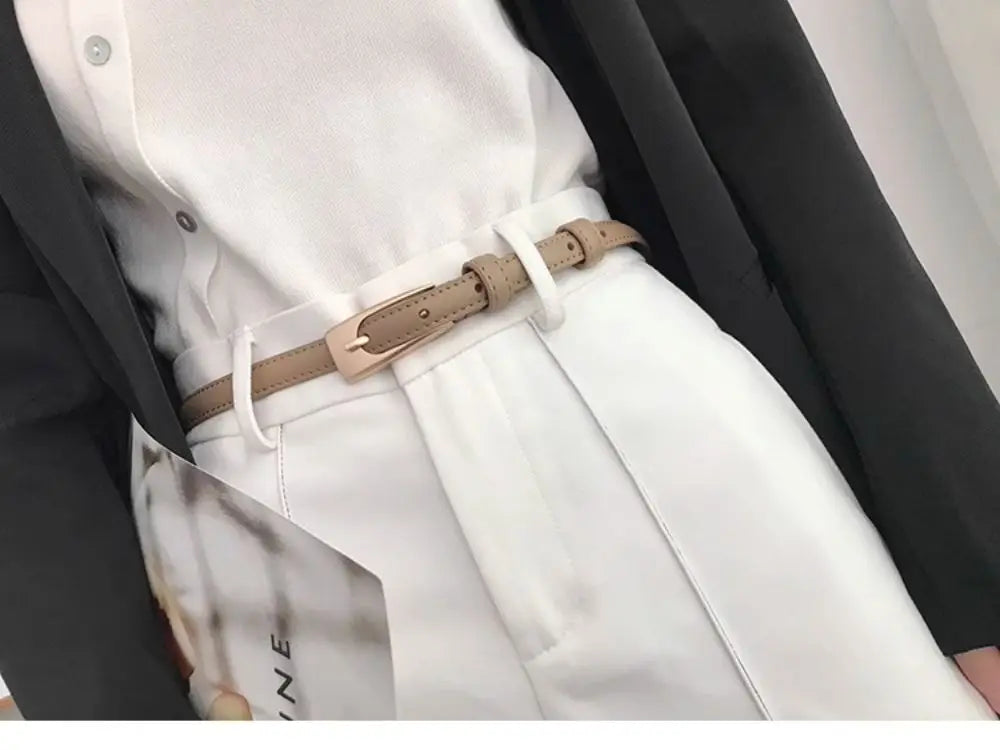 Women's Belt Minimalist Trendy Thin Belt High End Authentic Casual Versatile Needle Button Belt with Skirts Jeans Lady Belts New