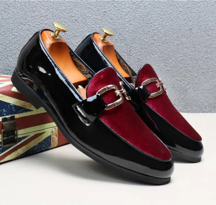 Men's Casual Leather Shoes Mens Fashion Patchwork Party Wedding Loafers Moccasins Men Slip-on Light Comfortable Driving Flats