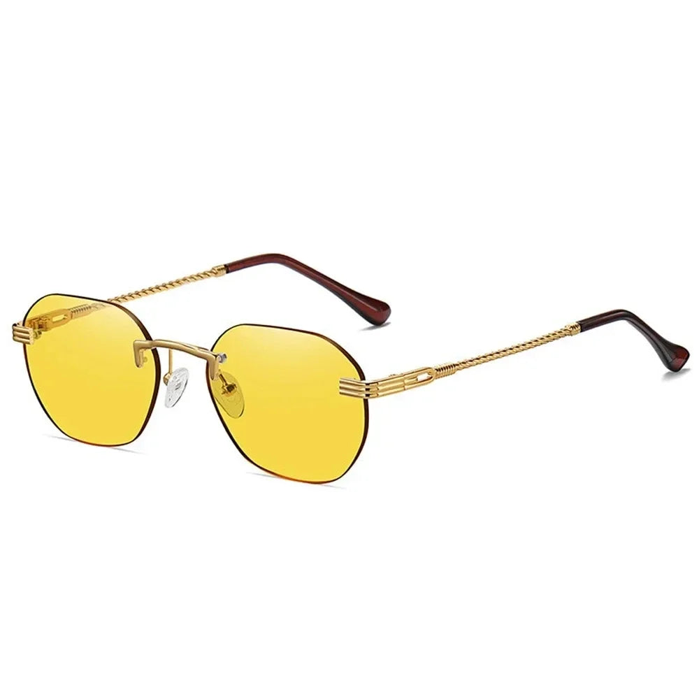 Brown Frameless Gold Metal Ladies Sunglasses Rimless Gradient Lens Blue Fashion Sun Glasses For Men UV400 Summer 2025