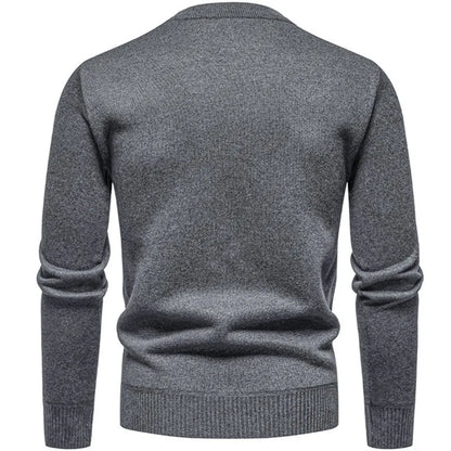 Autumn Winter Thick Knit Pullovers Men Solid Color Geometric Fashion Slim Fit Knitted Sweaters Mens Warm Casual Knitting Sweater