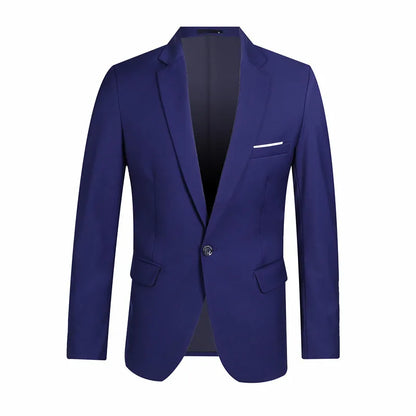 Blue Men Blazers Work Office 2024 Men Tuxedos For Formal Occasions Pockets Coat Blazers Male Custom Men's Business Slim Blazers