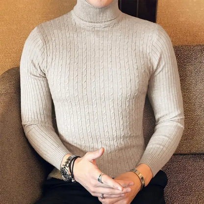 Autumn Winter Turtleneck Pullovers Men Warm Solid Color Men's Sweater Slim Fit Pullovers Men Knitting Sweaters Bottoming Shirt