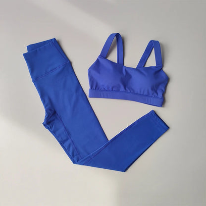 2PCS Yoga Set Women Fitness Suit Set Sports Bras High Waisted Running Suit Fast Drying Leggings Advanced Fitness Suit