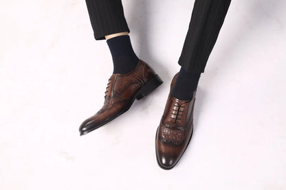 Men casual shoes Brock Oxford retro crocodile leather men formal spring and autumn 2022 new 's for