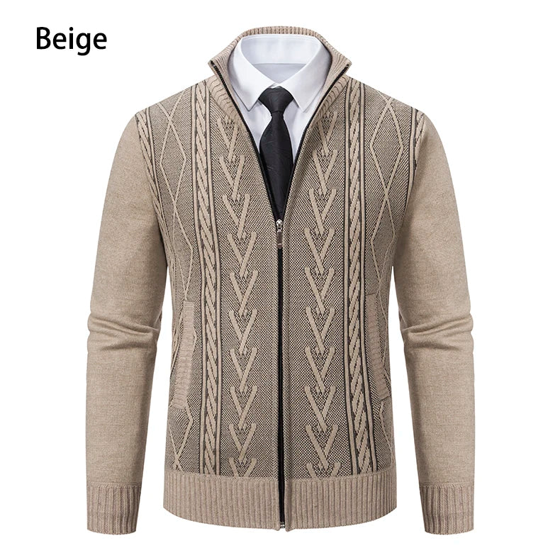 2025 autumn and winter new cashmere padded warm casual men's knitted sweater coat