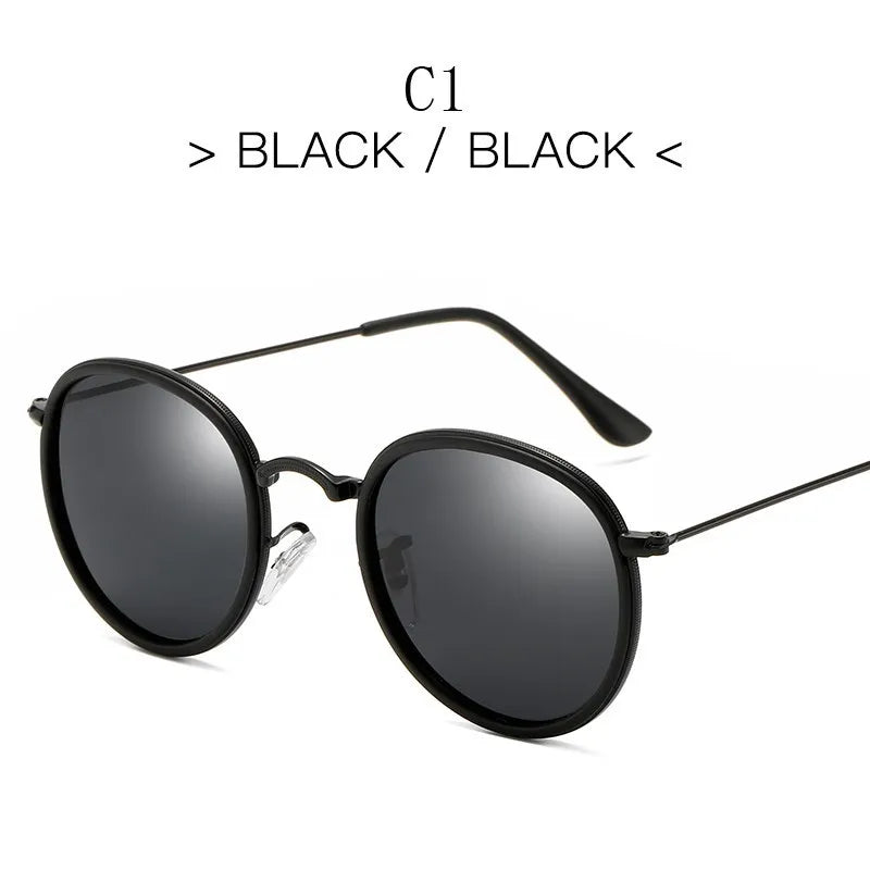 2024 Round Polarization Sunglasses Men Polarization Sun Glasses Women Metal Frame Black Lens Eyewear Driving Goggles UV400