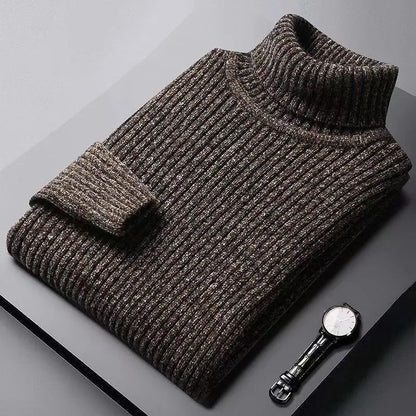 Trend Fashion Autumn Winter Sweaters Men Solid Turtleneck Mink Cashmere Thicken Smart Casual Long Sleeve Pullovers Knitted Tops