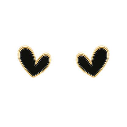 New Korean Sweet Cute Heart Stud Earrings for Women Girl Fashion Blue Glaze Aesthetic Geometric Earrings Minimalist Jewelry Gift