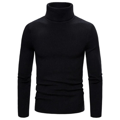 Autumn Winter New Men's Turtleneck Sweater Male Version Casual All-match Long Sleeved Stripes Knitted Sweater Pullover