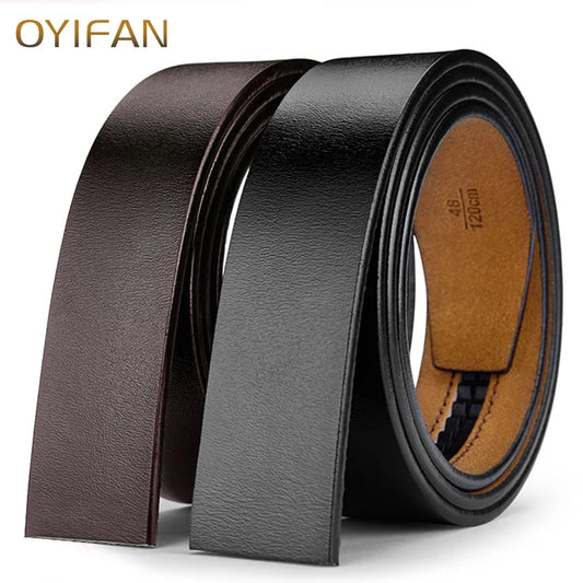 New Men's Genuine Leather Belts Double Sided Belts Men Fashion No Buckle Belts High Quality Black Brown Sided Waistband 3.5cm