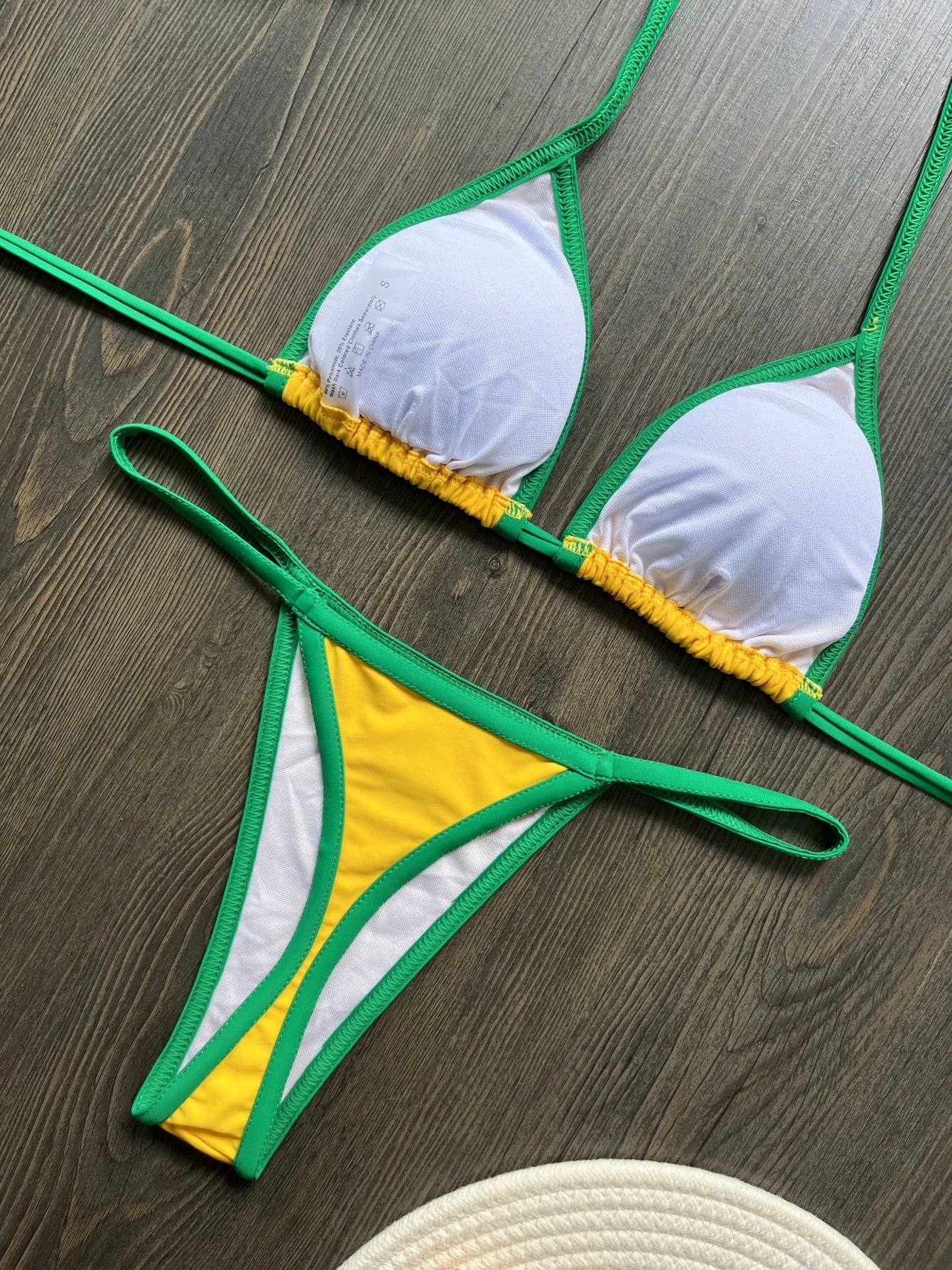 RUOTONSEPT Sexy Embroidery Brasil Flag Contrast Split Bikini Set Women Swimwear Patchwork Swimsuit Hottie Outfit SummerBeachwear