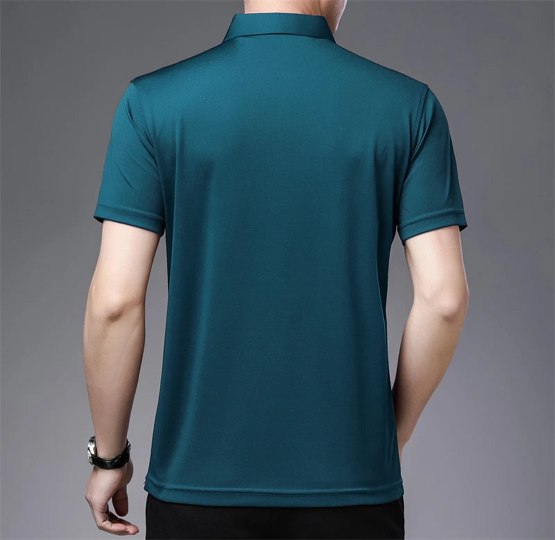 2024 Men's New Solid Color Business Casual POLO Shirt Summer Fashion Casual Short Sleeve Comfortable and Breathable Top