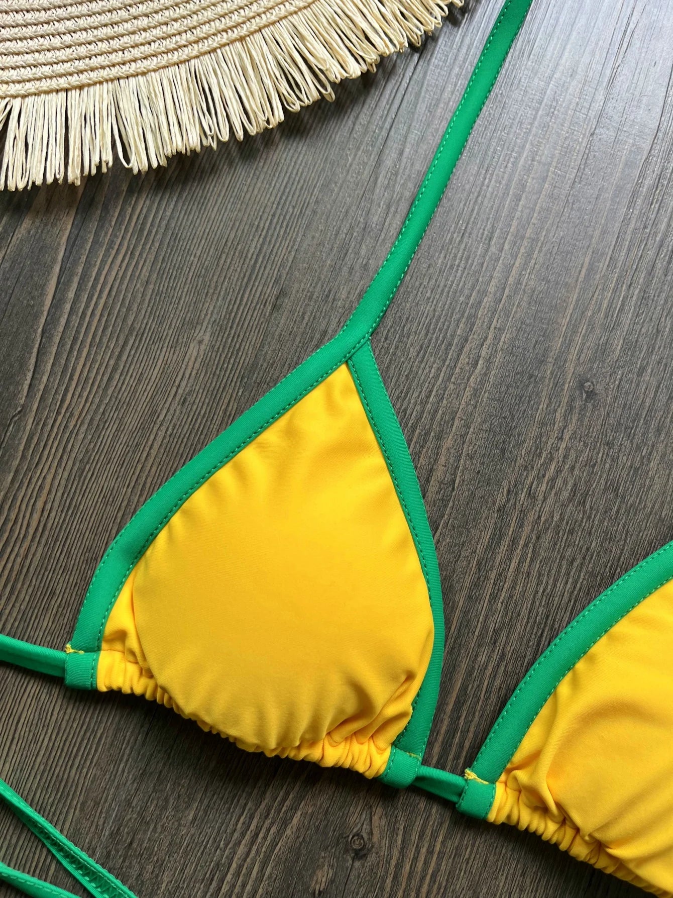 RUOTONSEPT Sexy Embroidery Brasil Flag Contrast Split Bikini Set Women Swimwear Patchwork Swimsuit Hottie Outfit SummerBeachwear