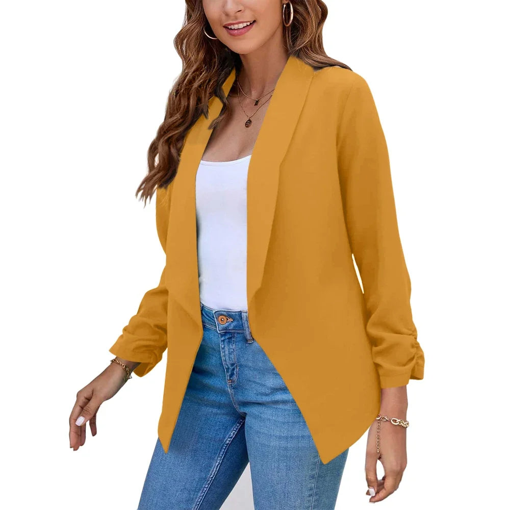 Summer Black Blazers Women 2024 Female Office Lady Nine Quarter Blazer Open Stitch Womens Slim Coats Femme Ladies Notched Tops