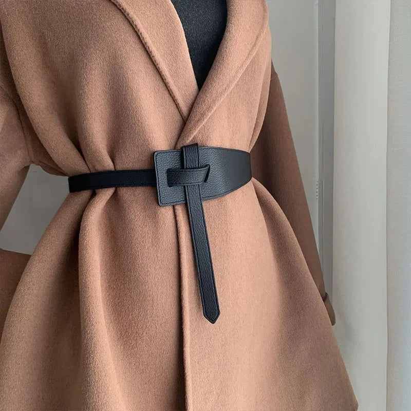 Designer Belts For Women High Quality Knot Soft Pu Leather Long Waistband Female Waist Dress Coat Corset Wide Belt Cummerbunds