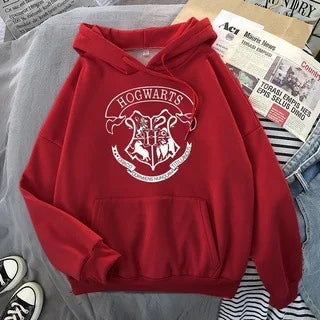 Fashion y2k Hogwarts Printed Hoodies Women Sweatshirt Autumn Winter Long Sleeves Plus Velvet Casual Loose Fleece Tops Oversized