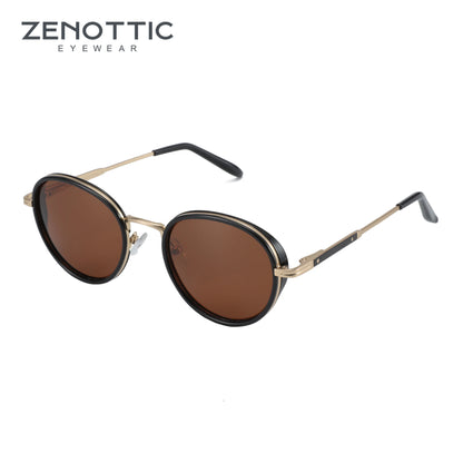 ZENOTTIC 2024/2025 Steampunk Sunglasses Round/Square Polarized Sun Glasses for Women Men Vintage UV400 Shades 430002