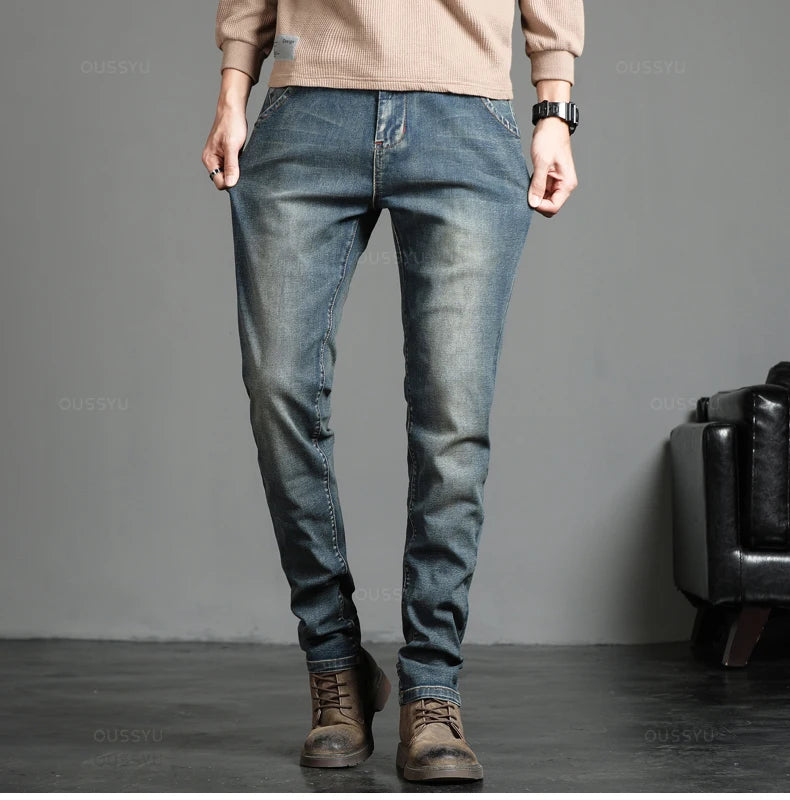 2024 New Men's Stretch Skinny Jeans Fashion Casual Cotton Denim Slim Fit Pants Male Korean Trousers Streetwear Brand Clothing