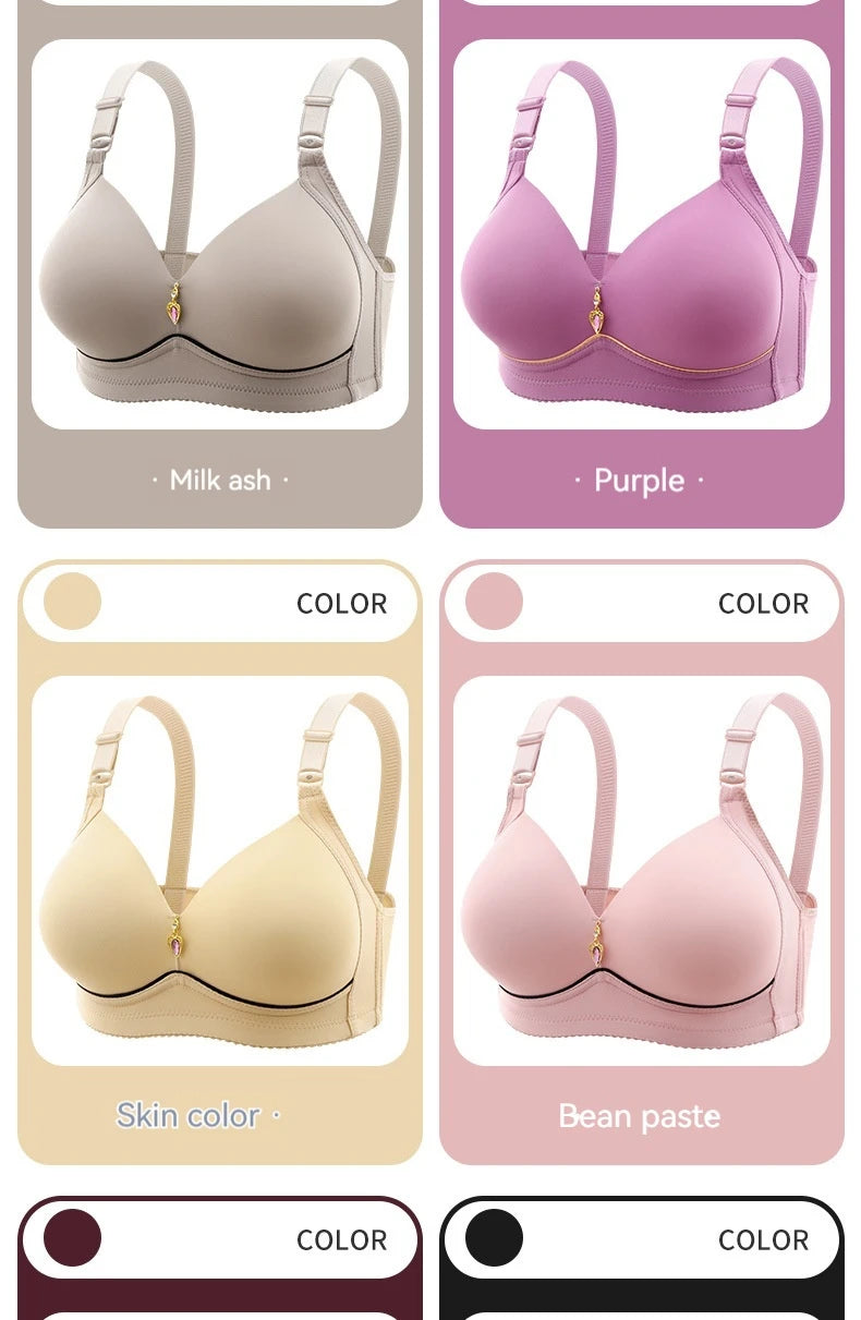 New Non-magnetic Thin Cup Glossy Fat Mm Bra Large Size No Underwire Comfortable Breathable Gathered Women's Underwear